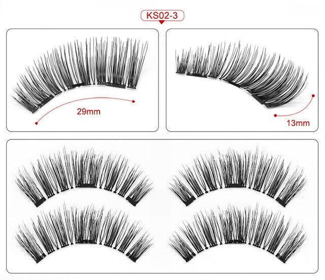 3D magnetic eyelashes With 3/4 Magnets handmade makeup Mink eyelashes extended false eyelashes Reusable false eyelashes Dropship