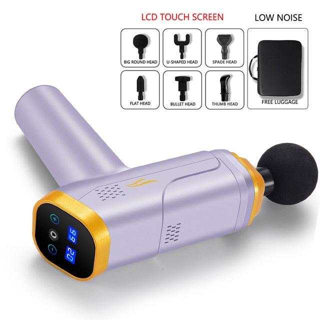 Body Massage Gun LCD Display Exercising Muscle Electric Massager Gun head Massager for Neck and Back Vibrator Slimming Shaping