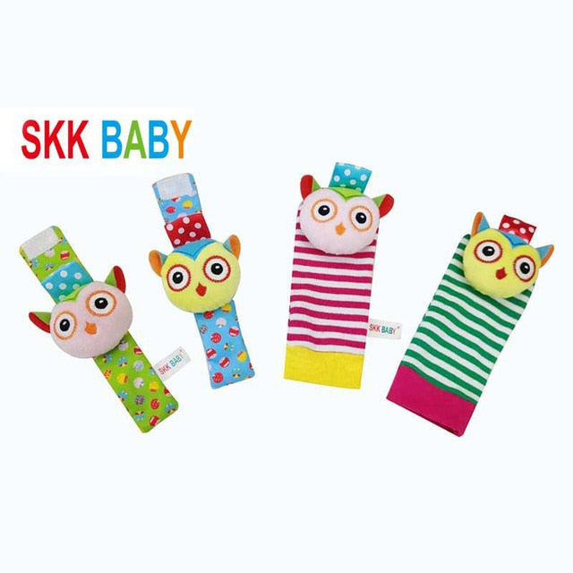 Infant baby toys bebe rattles/socks 2 pcs/set can make sound cute toy for baby boy toys kids toy Hanging  Early Learning Educate