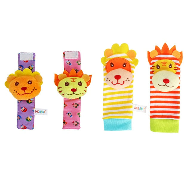 Infant baby toys bebe rattles/socks 2 pcs/set can make sound cute toy for baby boy toys kids toy Hanging  Early Learning Educate