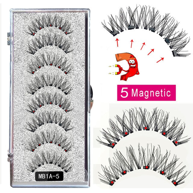 New MBA 5 Magnetic Eyelashes Curler Set Long 3D Mink Magnetic lashes Wear faux cils magnetique Natural Thick False Eyelashes