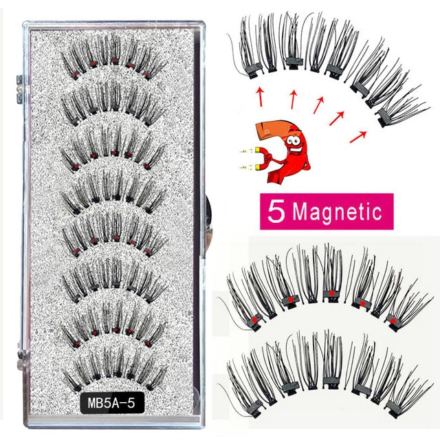 New MBA 5 Magnetic Eyelashes Curler Set Long 3D Mink Magnetic lashes Wear faux cils magnetique Natural Thick False Eyelashes