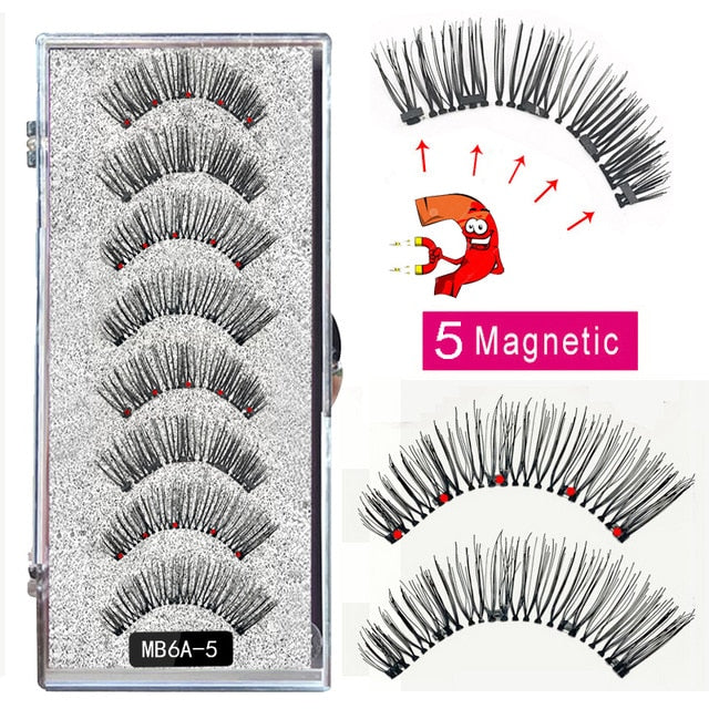 New MBA 5 Magnetic Eyelashes Curler Set Long 3D Mink Magnetic lashes Wear faux cils magnetique Natural Thick False Eyelashes