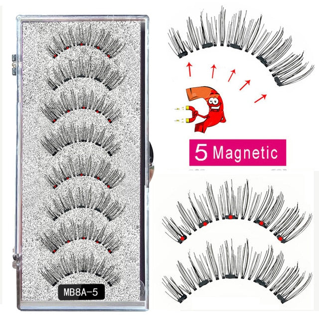 New MBA 5 Magnetic Eyelashes Curler Set Long 3D Mink Magnetic lashes Wear faux cils magnetique Natural Thick False Eyelashes