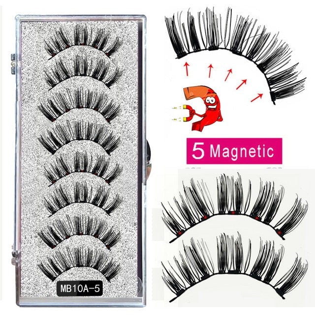 New MBA 5 Magnetic Eyelashes Curler Set Long 3D Mink Magnetic lashes Wear faux cils magnetique Natural Thick False Eyelashes