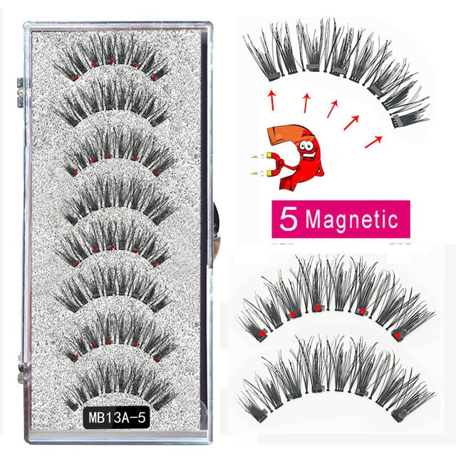 New MBA 5 Magnetic Eyelashes Curler Set Long 3D Mink Magnetic lashes Wear faux cils magnetique Natural Thick False Eyelashes