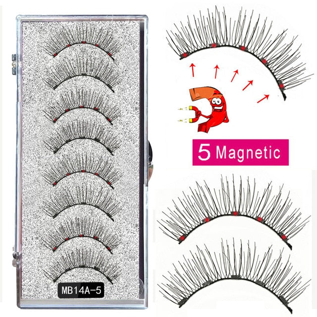 New MBA 5 Magnetic Eyelashes Curler Set Long 3D Mink Magnetic lashes Wear faux cils magnetique Natural Thick False Eyelashes