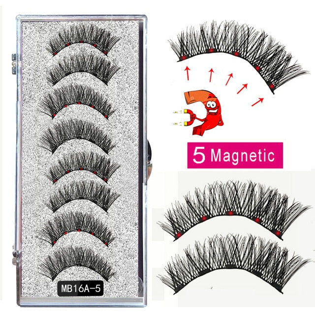 New MBA 5 Magnetic Eyelashes Curler Set Long 3D Mink Magnetic lashes Wear faux cils magnetique Natural Thick False Eyelashes