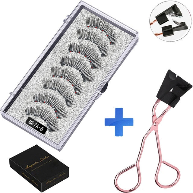 New MBA 5 Magnetic Eyelashes Curler Set Long 3D Mink Magnetic lashes Wear faux cils magnetique Natural Thick False Eyelashes