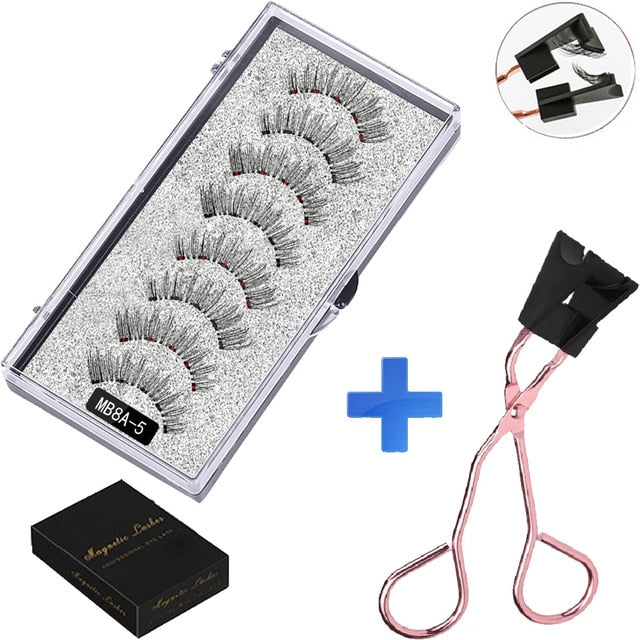 New MBA 5 Magnetic Eyelashes Curler Set Long 3D Mink Magnetic lashes Wear faux cils magnetique Natural Thick False Eyelashes