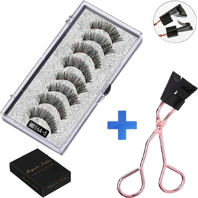 New MBA 5 Magnetic Eyelashes Curler Set Long 3D Mink Magnetic lashes Wear faux cils magnetique Natural Thick False Eyelashes