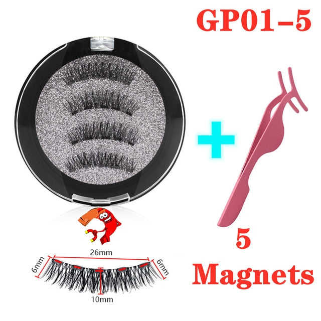 3D magnetic eyelashes With 3/4 Magnets handmade makeup Mink eyelashes extended false eyelashes Reusable false eyelashes Dropship