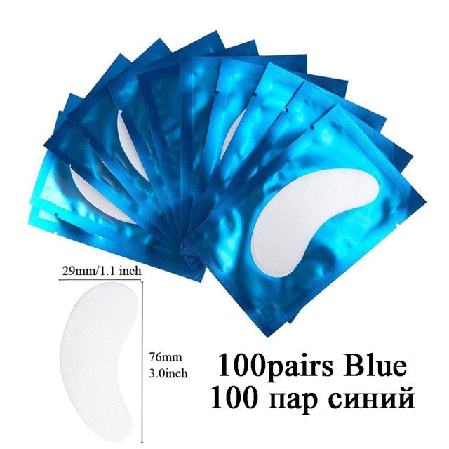 100pairs Eyelash Extension Paper Patches Grafted Eye Stickers 7 Color Eyelash Under Eye Pads Eye Paper Patches Tips Sticker