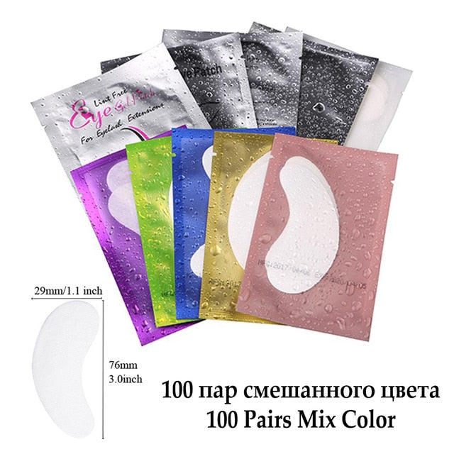 100pairs Eyelash Extension Paper Patches Grafted Eye Stickers 7 Color Eyelash Under Eye Pads Eye Paper Patches Tips Sticker