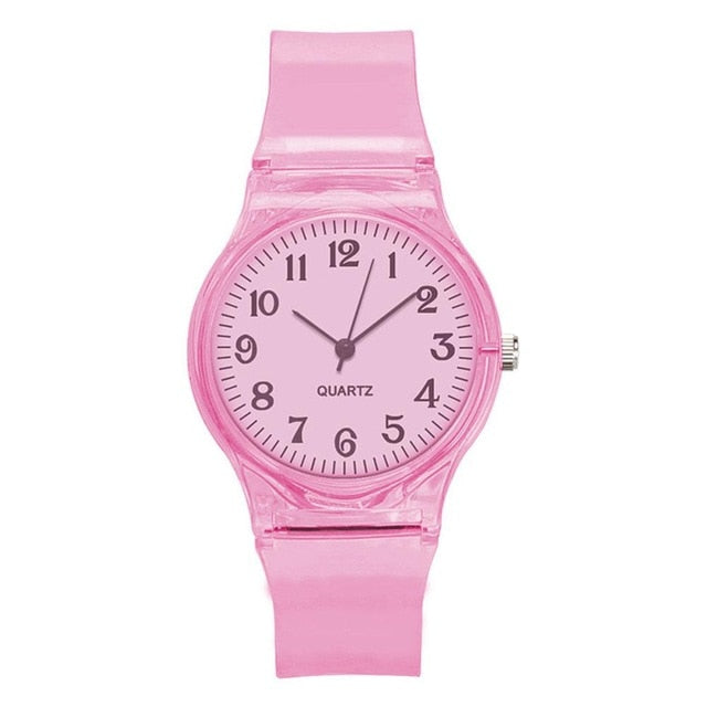 2020 New Lovers Men Women Watches Fashion Transparent Candy Color Plastic Band Casual Quartz Watches Female Male Wristwatches