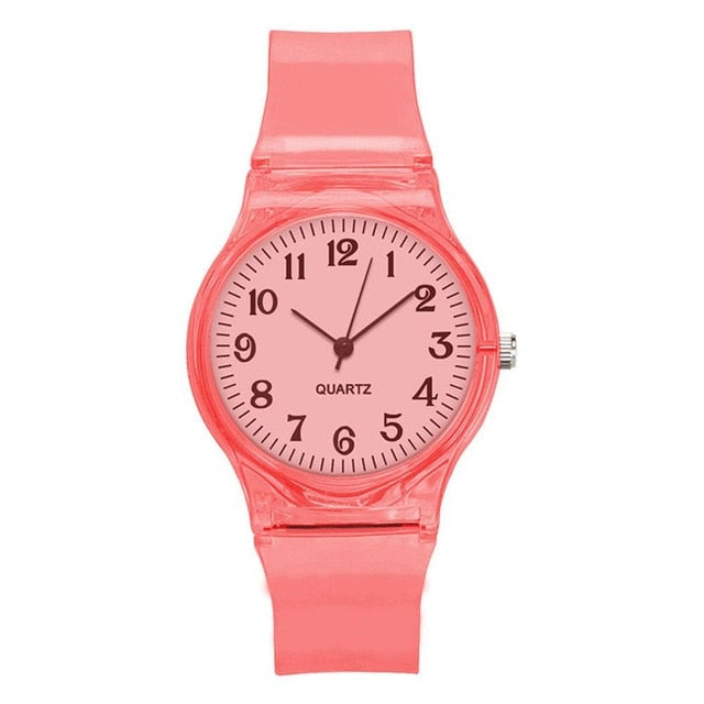 2020 New Lovers Men Women Watches Fashion Transparent Candy Color Plastic Band Casual Quartz Watches Female Male Wristwatches