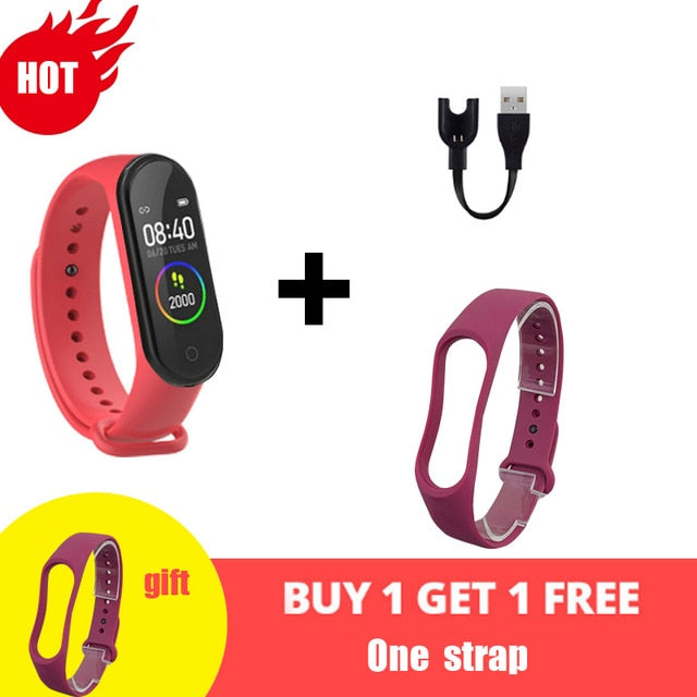 M4 Smart Silicone Watchs Sport Wristbands For Women LED Screen Fitness Traker Bluetooth Waterproof Lady Watchs Sports + Strap