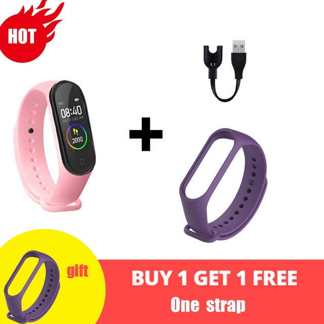 M4 Smart Silicone Watchs Sport Wristbands For Women LED Screen Fitness Traker Bluetooth Waterproof Lady Watchs Sports + Strap