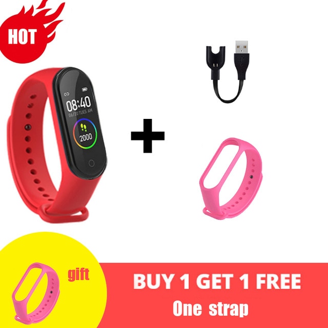 M4 Smart Silicone Watchs Sport Wristbands For Women LED Screen Fitness Traker Bluetooth Waterproof Lady Watchs Sports + Strap