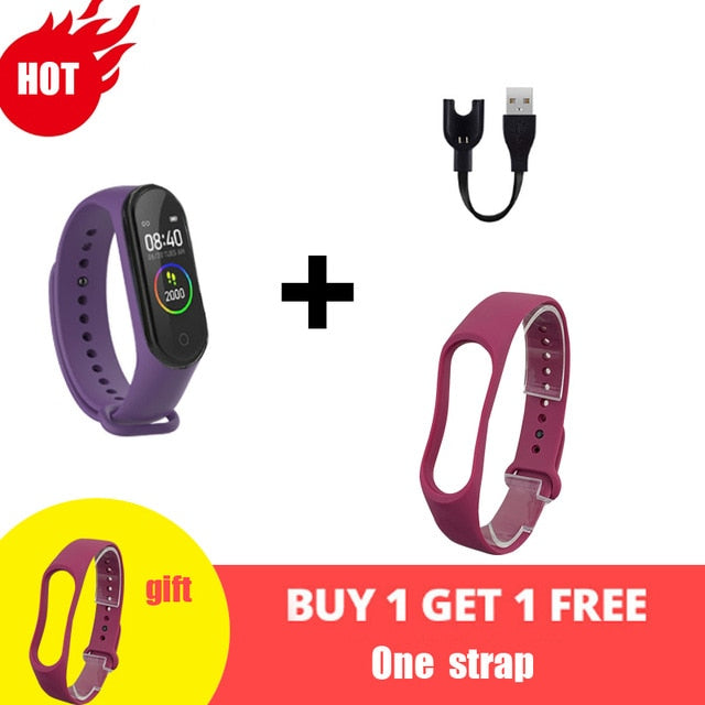 M4 Smart Silicone Watchs Sport Wristbands For Women LED Screen Fitness Traker Bluetooth Waterproof Lady Watchs Sports + Strap