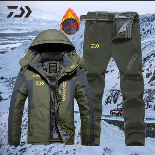 Men Suit for Fishing Jacket Waterproof Windproof Warm Thick Pants Fishing Shirt Sports Fishing Suit Winter Men Fishing Wear