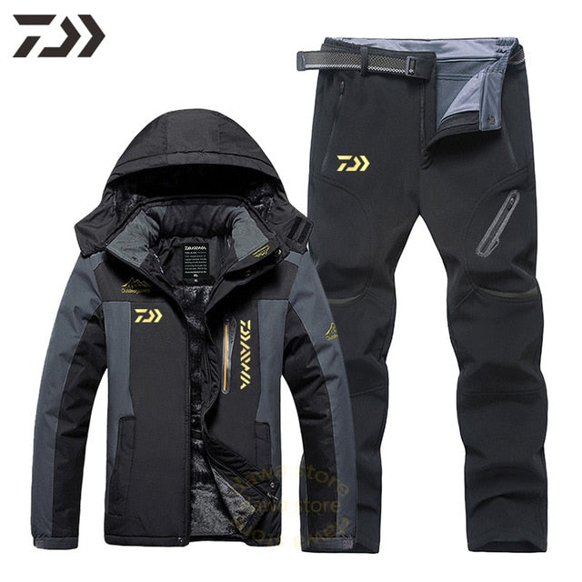 Men Suit for Fishing Jacket Waterproof Windproof Warm Thick Pants Fishing Shirt Sports Fishing Suit Winter Men Fishing Wear