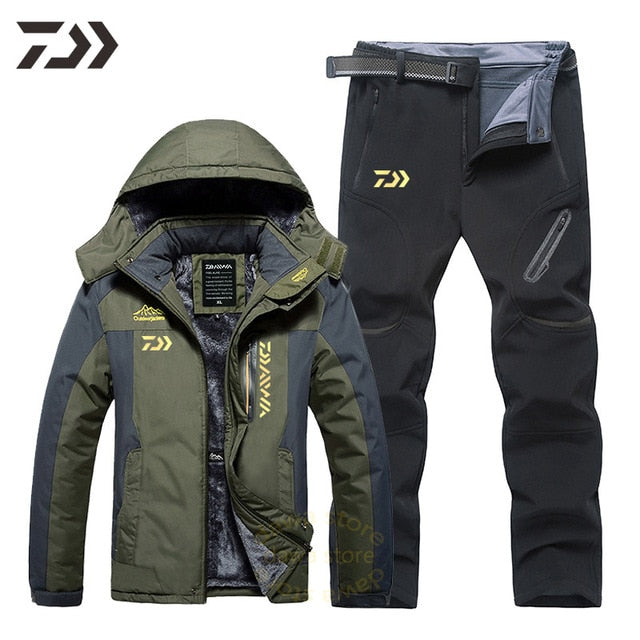 Men Suit for Fishing Jacket Waterproof Windproof Warm Thick Pants Fishing Shirt Sports Fishing Suit Winter Men Fishing Wear