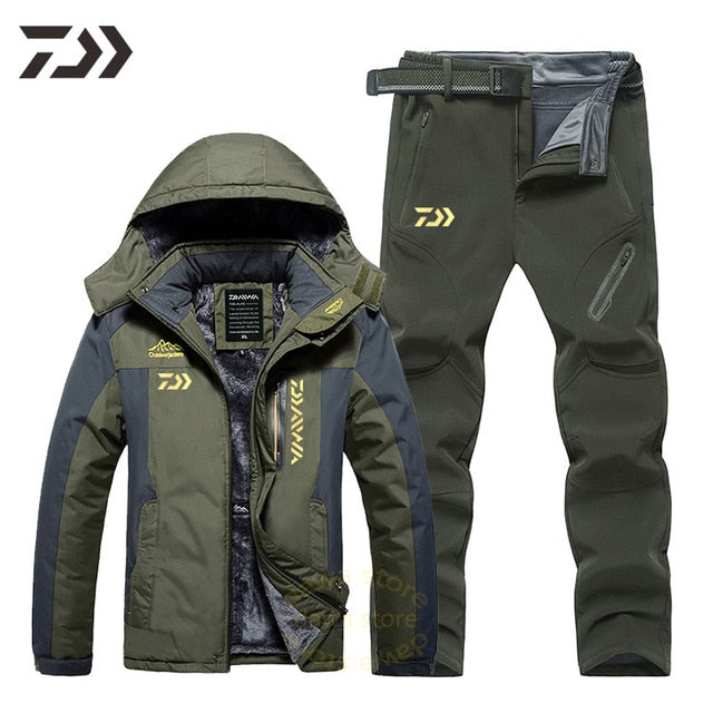 Men Suit for Fishing Jacket Waterproof Windproof Warm Thick Pants Fishing Shirt Sports Fishing Suit Winter Men Fishing Wear