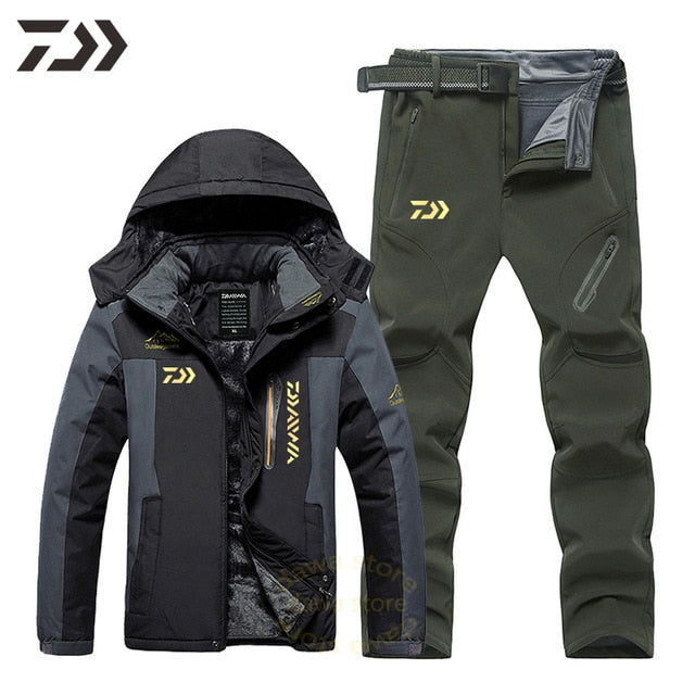 Men Suit for Fishing Jacket Waterproof Windproof Warm Thick Pants Fishing Shirt Sports Fishing Suit Winter Men Fishing Wear