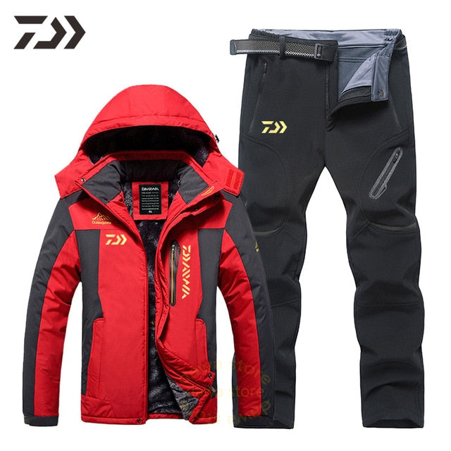 Men Suit for Fishing Jacket Waterproof Windproof Warm Thick Pants Fishing Shirt Sports Fishing Suit Winter Men Fishing Wear