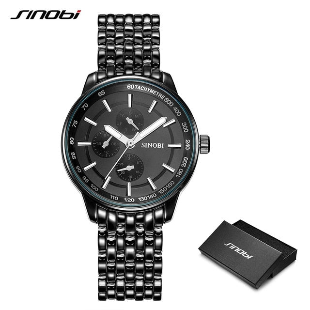 SINOBI Top Brand Luxury Men Women Fashion Casual Stainless Steel Watches Black Sports Geneva Clock Dropship Relogio Masculino