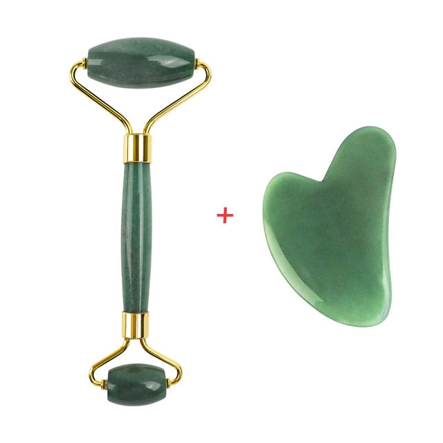 Natural Rose Quartz Jade Roller Facial Body Massager Roller Jade Stone Gua sha Board Scraper Face Lifting Beauty Massage Tool