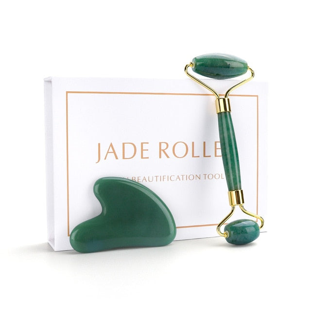 Natural Rose Quartz Jade Roller Facial Body Massager Roller Jade Stone Gua sha Board Scraper Face Lifting Beauty Massage Tool