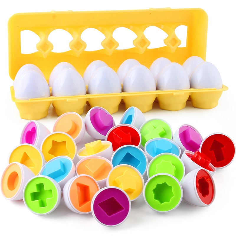 12pcs Baby Montessori Learning Education Math Toy Smart Eggs Puzzle Matching Toys Plastic Screw nut Building Blocks For Children