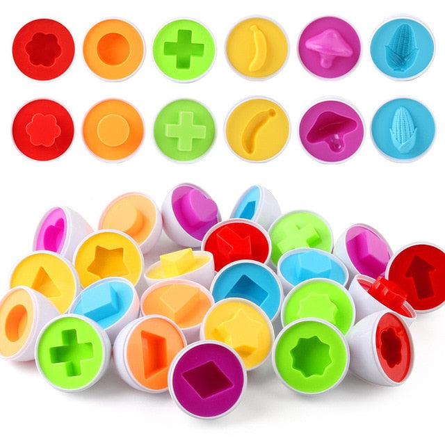 12pcs Baby Montessori Learning Education Math Toy Smart Eggs Puzzle Matching Toys Plastic Screw nut Building Blocks For Children