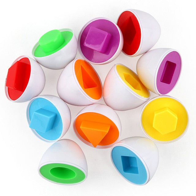 12pcs Baby Montessori Learning Education Math Toy Smart Eggs Puzzle Matching Toys Plastic Screw nut Building Blocks For Children