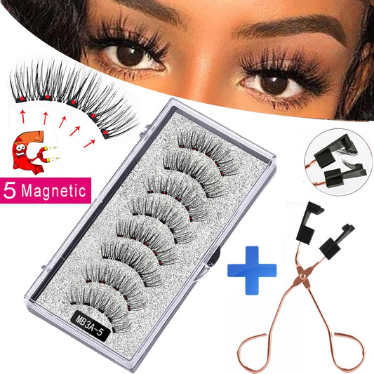 New MBA 5 Magnetic Eyelashes Curler Set Long 3D Mink Magnetic lashes Wear faux cils magnetique Natural Thick False Eyelashes