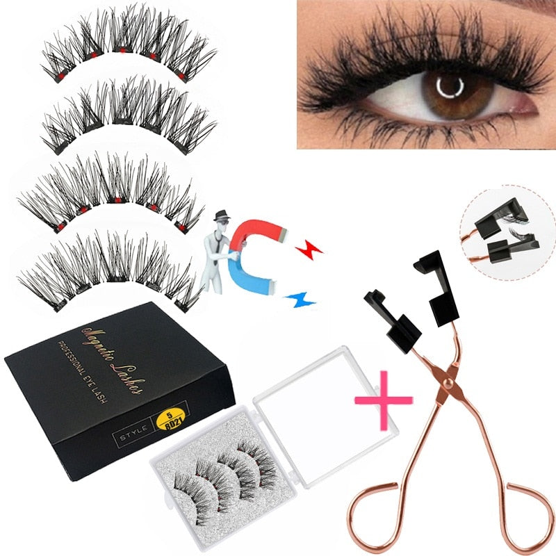 LEKOFO 8D 2 Pairs Magnetic Eyelashes 5 Magne Set Mink Eyelashes Thick faux cils magnetique Natural False Lashes+Tweezers