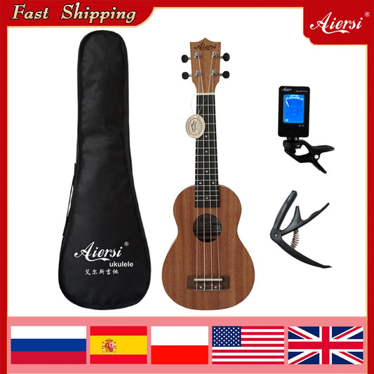 Aiersi full pack 21 inch ukelele mahogany Soprano gecko ukulele guitar musical gifts instrument 4 string Hawaiian mini guitarra