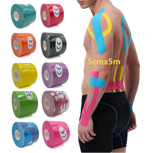 5 Size Kinesiology Tape Muscle Bandage Sports Cotton Elastic Adhesive Strain Injury Tape Knee Muscle Pain Relief Stickers