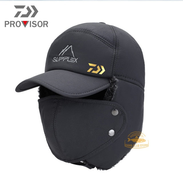 2020 DAIWA Fishing Winter Thermal Bomber Hats Men Women Ear Protection Face Mask Windproof Ski Cap Velvet Thicken Couple Hat