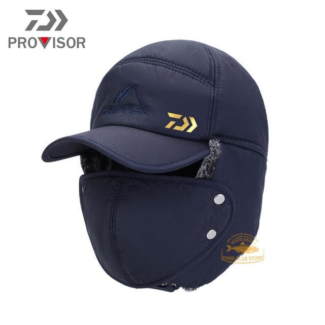 2020 DAIWA Fishing Winter Thermal Bomber Hats Men Women Ear Protection Face Mask Windproof Ski Cap Velvet Thicken Couple Hat