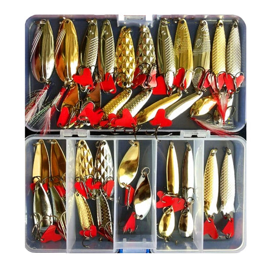 Hot Brilliant Metal Jig Spoon Fishing Lure Set 10/20/25/35pcs Wobblers Kit Pike Spoon Fishing Tackle Pesca Isca Artificial Bait