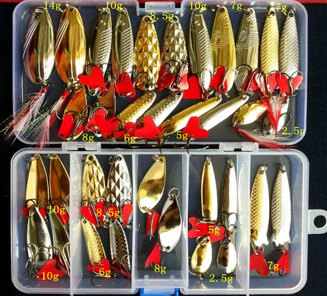 Hot Brilliant Metal Jig Spoon Fishing Lure Set 10/20/25/35pcs Wobblers Kit Pike Spoon Fishing Tackle Pesca Isca Artificial Bait