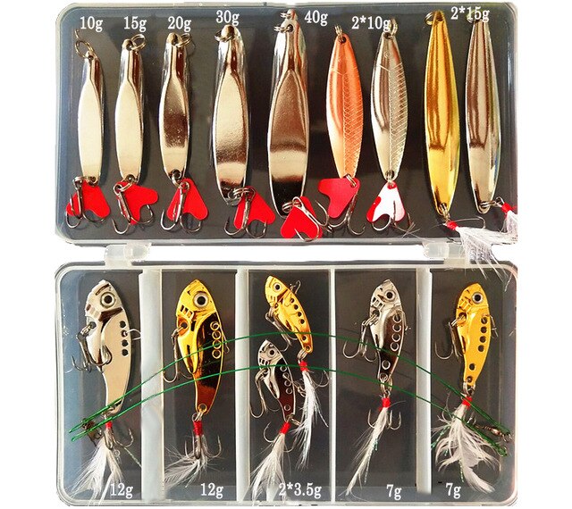 Hot Brilliant Metal Jig Spoon Fishing Lure Set 10/20/25/35pcs Wobblers Kit Pike Spoon Fishing Tackle Pesca Isca Artificial Bait