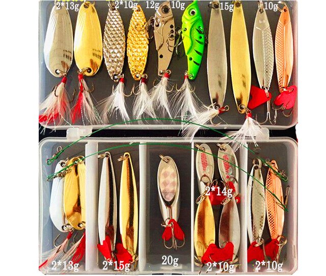 Hot Brilliant Metal Jig Spoon Fishing Lure Set 10/20/25/35pcs Wobblers Kit Pike Spoon Fishing Tackle Pesca Isca Artificial Bait