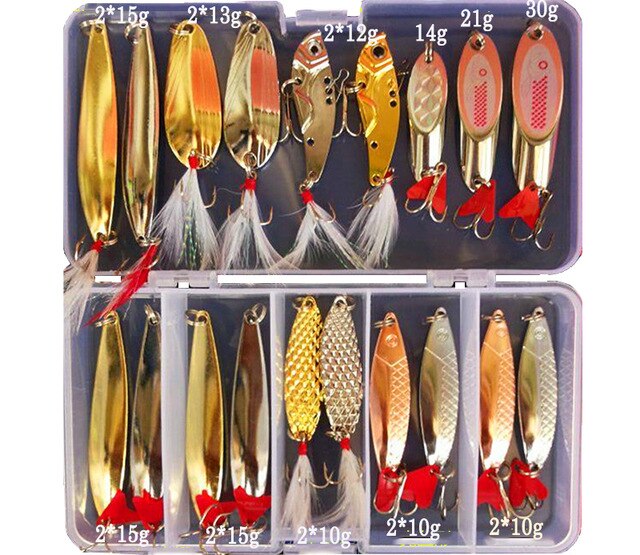 Hot Brilliant Metal Jig Spoon Fishing Lure Set 10/20/25/35pcs Wobblers Kit Pike Spoon Fishing Tackle Pesca Isca Artificial Bait