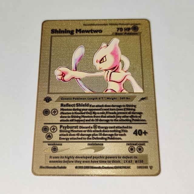 Pokemon Game Anime Battle Card Gold Metal Card Charizard Pikachu Collection Card Action Figure Model Child Toy Gift