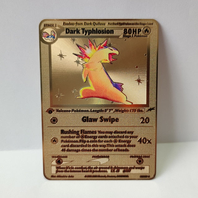 Pokemon Game Anime Battle Card Gold Metal Card Charizard Pikachu Collection Card Action Figure Model Child Toy Gift