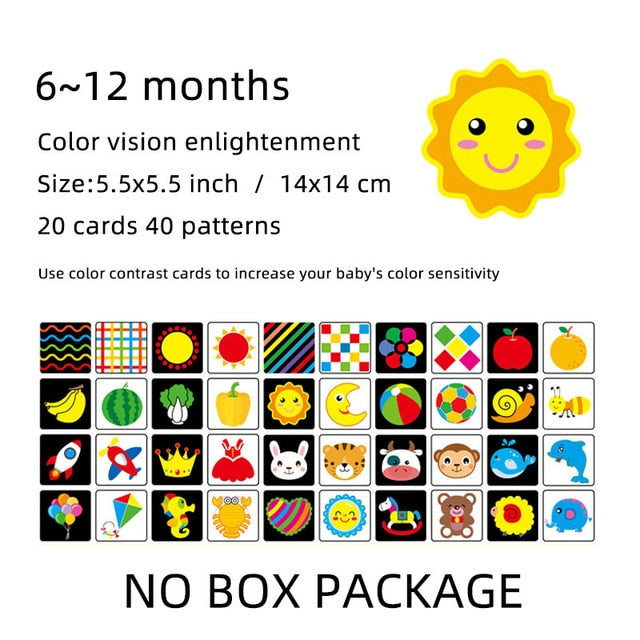 Montessori Baby Toys Black White Flash Cards High Contrast Visual Stimulation Learning Activity Flashcards Baby Gifts C0642H